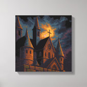 Mystic Gothic Castle Under Moonlight Canvas Afdruk (Voorkant)