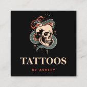 Mystic Gothic Skull Snake Illustratie Tattoo Art Vierkante Visitekaartje (Voorkant)
