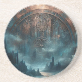 Mystic Gothic Steampunk Art - Blue Copper Patina  Zandsteen Onderzetter