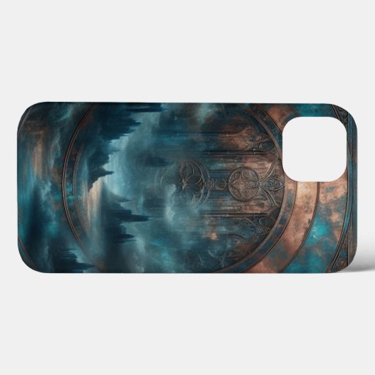 Mystic Gothic Steampunk - Blue Copper Patina Case-Mate iPhone Case (Achterkant (horizontaal))