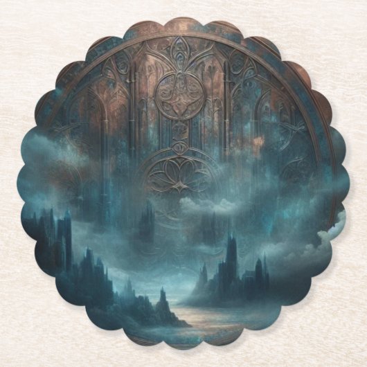 Mystic Gothic Steampunk - Blue Copper Patina  Kartonnen Onderzetters (Voorkant)