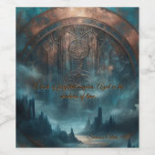 Mystic Gothic Steampunk - Blue Copper Patina  Wijn Etiket (Enkel label)