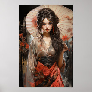 Mystic Grace: betoverende Japanse vrouw Poster