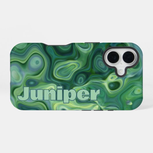Mystic Green Abstracte wervelingen iPhone 16 Hoesje (Achterkant horizontaal)