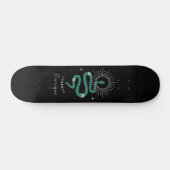Mystic Green Celestial Snake & Name Cosmic Sparkle Persoonlijk Skateboard (Horizontaal)