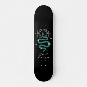 Mystic Green Celestial Snake & Name Cosmic Sparkle Persoonlijk Skateboard