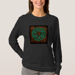 Mystic green celtic knot op leder t-shirt