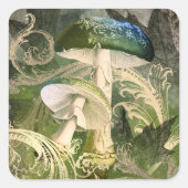 Mystic Green Mushrooms Vierkante Sticker (Voorkant)