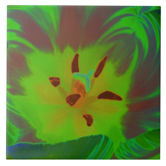 Mystic Green Tulip Tile Tegeltje (Voorkant)
