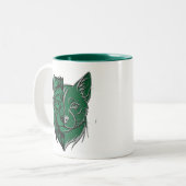Mystic Green Wolf Fox Dualiteit Mok - Unieke Geest (Voorkant links)