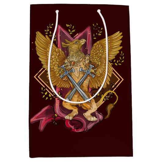 Mystic Griffin met swords Medium Gift Bag Medium Cadeauzakje (Voorkant)