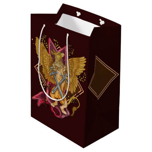 Mystic Griffin met swords Medium Gift Bag Medium Cadeauzakje (Achterkant Gekanteld)