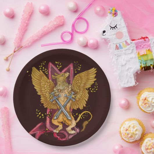 Mystic Griffin met swords Papieren Bordje (Feest)