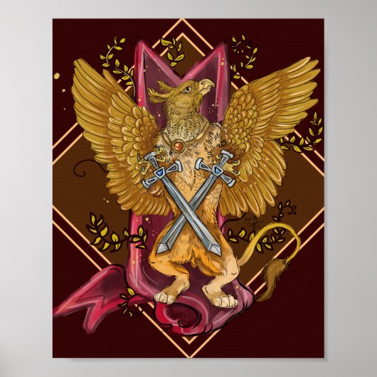 Mystic Griffin met swords Poster (Voorkant)