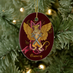 Mystic Griffin met swords "Truth"&"Bravery" Keramisch Ornament