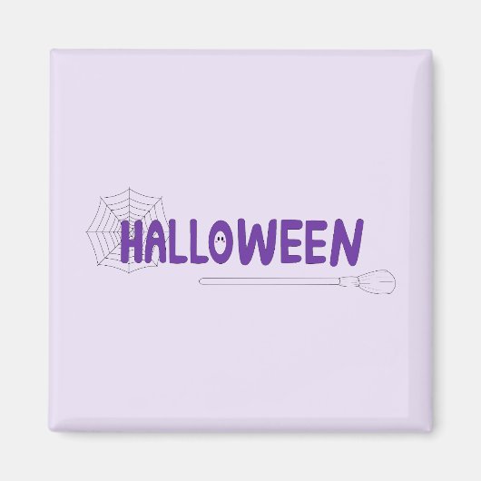 Mystic Halloween Broom and Delicate Web Detail Magneet (Voorkant)