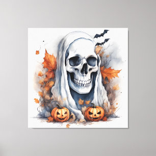 Mystic Halloween Ghost Art Skull Gift Canvas Afdruk