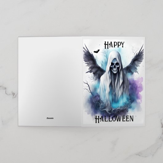 Mystic Halloween Ghost - Gotische Waterverf Kunst Folie Wenskaart (Buiten Laag)