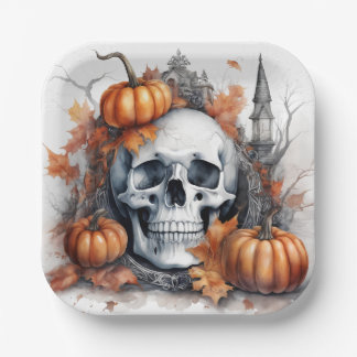 Mystic Halloween Gothic Skull Art - Betoverend Papieren Bordje