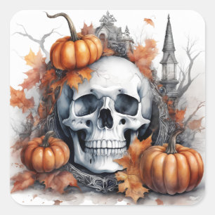 Mystic Halloween Gothic Skull Art - Betoverend Vierkante Sticker