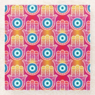 Mystic hamsa: naadloos design. glazen onderzetter