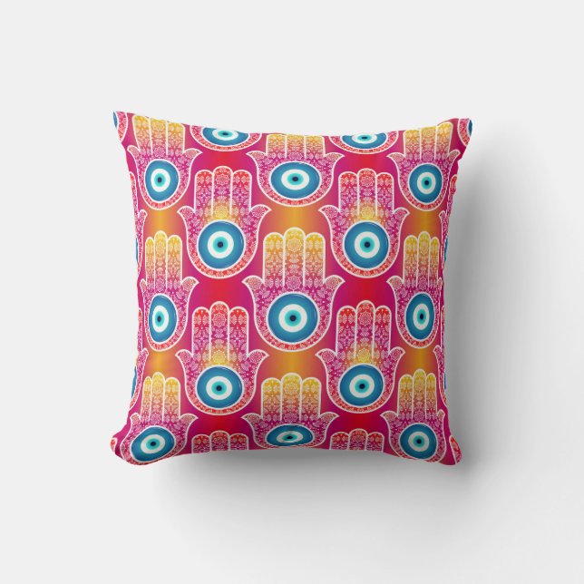 Mystic hamsa:  naadloos design. kussen (Voorkant)