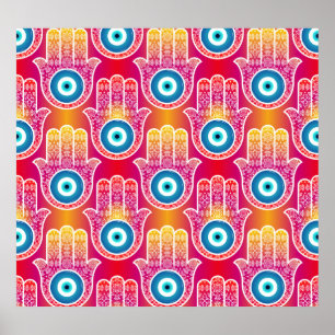 Mystic hamsa:  naadloos design. poster