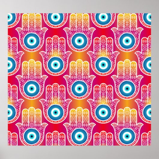 Mystic hamsa:  naadloos design. poster (Voorkant)
