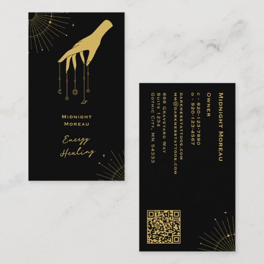 Mystic Hand Energy Healing QR Code Visitekaartje (Voorkant / Achterkant)