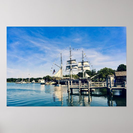 Mystic Harbour Clipper Ship Poster (Voorkant)