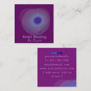 Mystic Heart Passion Flower Reiki Energy Healer Vierkante Visitekaartje