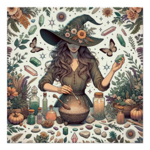 Mystic Herbalist: De kunst van hekserij en genezin Perfect Poster