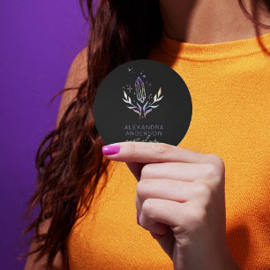 Mystic Holographic Glitter Spirituele kristallen Ronde Sticker