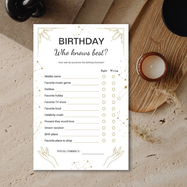 Mystic Horoscoop Maan Verjaardagsfeestspel (Mystic Horoscope Moon Birthday Party Game)