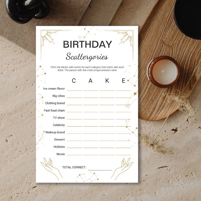 Mystic Horoscoop Zodiac Verjaardag SCATTERORY spel (Mystic Horoscope Zodiac Birthday SCATTERGORY Game)