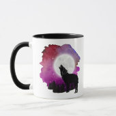 Mystic Howling Wolf Silhouette mok (Links)