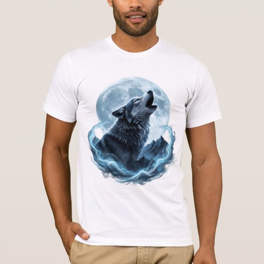Mystic Howling Wolf Under the Full Moon – Spirit T-shirt (Voorkant)