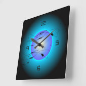 Mystic Illuminated Aqua Paars/Lemon >Wall Clock Vierkante Klok (Hoek)