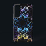 Mystic Jewel Geometric Flower Hoesje Samsung Galaxy Hoesje<br><div class="desc">Versier je telefoon met een vleugje kosmische luxe. Deze stoere, glanzende telefoonhoes heeft een boeiend abstract patroon van ingewikkelde geometrische vormen, die doen denken aan mystieke bloemen of starbursts. Het ontwerp heeft een verbluffende iriserende kwaliteit, met lichtgevende facetten die gloeien in levendige paarse kleuren, elektrische blues, teals en geel tegen...</div>