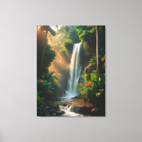 Mystic Jungle Falls – Serene Waterval Canvas Kunst