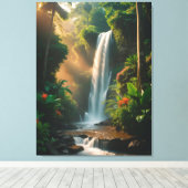 Mystic Jungle Falls – Serene Waterval Canvas Kunst (Insitu (Houten vloer))