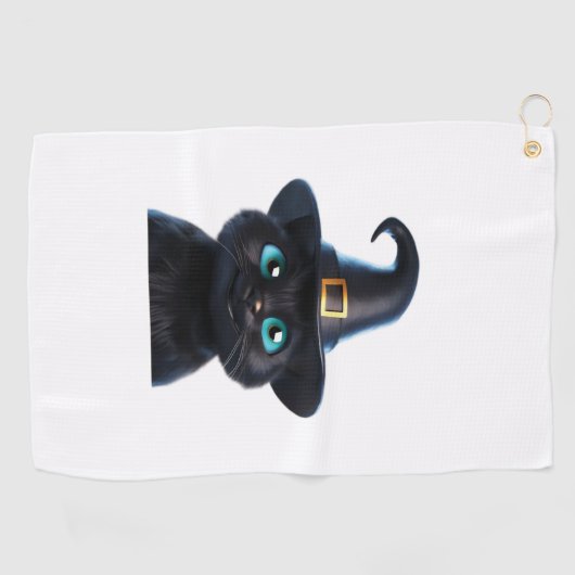 Mystic Kat – Halloween Cat Classic T-shirt Golfhanddoek (Horizontaal)