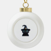 Mystic Kat – Halloween Cat Classic T-shirt Keramische Bal Ornament (Voorkant)