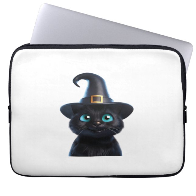 Mystic Kat – Halloween Cat Classic T-shirt Laptop Sleeve (Voorkant)