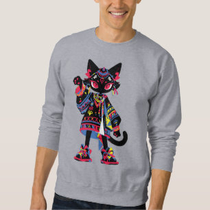 Mystic Kawaii Kat – Kleurrijke Tribale Spirit T-sh Trui