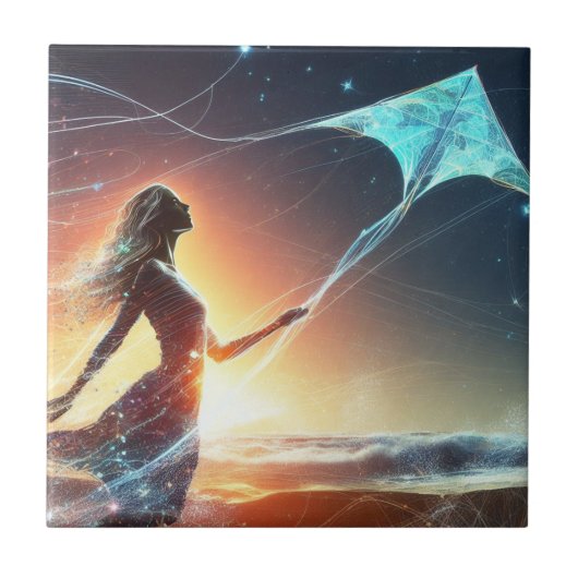 Mystic Kite Flyer Tegeltje (Voorkant)