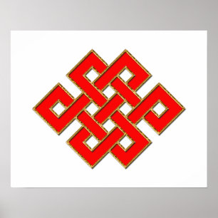 Mystic Knot - Red & Gold 1 Poster