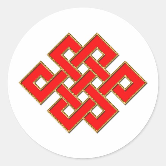Mystic Knot - Red & Gold 1 Ronde Sticker (Voorkant)