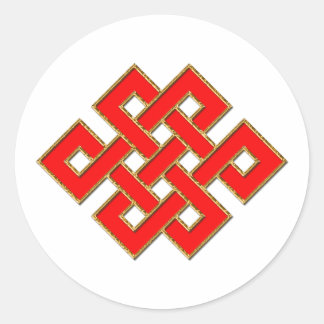 Mystic Knot - Red & Gold 1 Ronde Sticker
