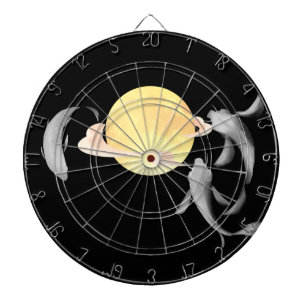 Mystic Koi & Golden Moon – Elegante Japanse Zen Ar Dartbord